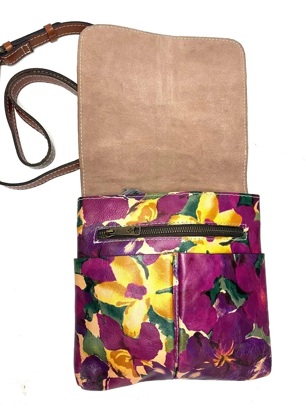 Patricia Nash Granada Crossbody Bag in Blooming Romance Floral Leather Print